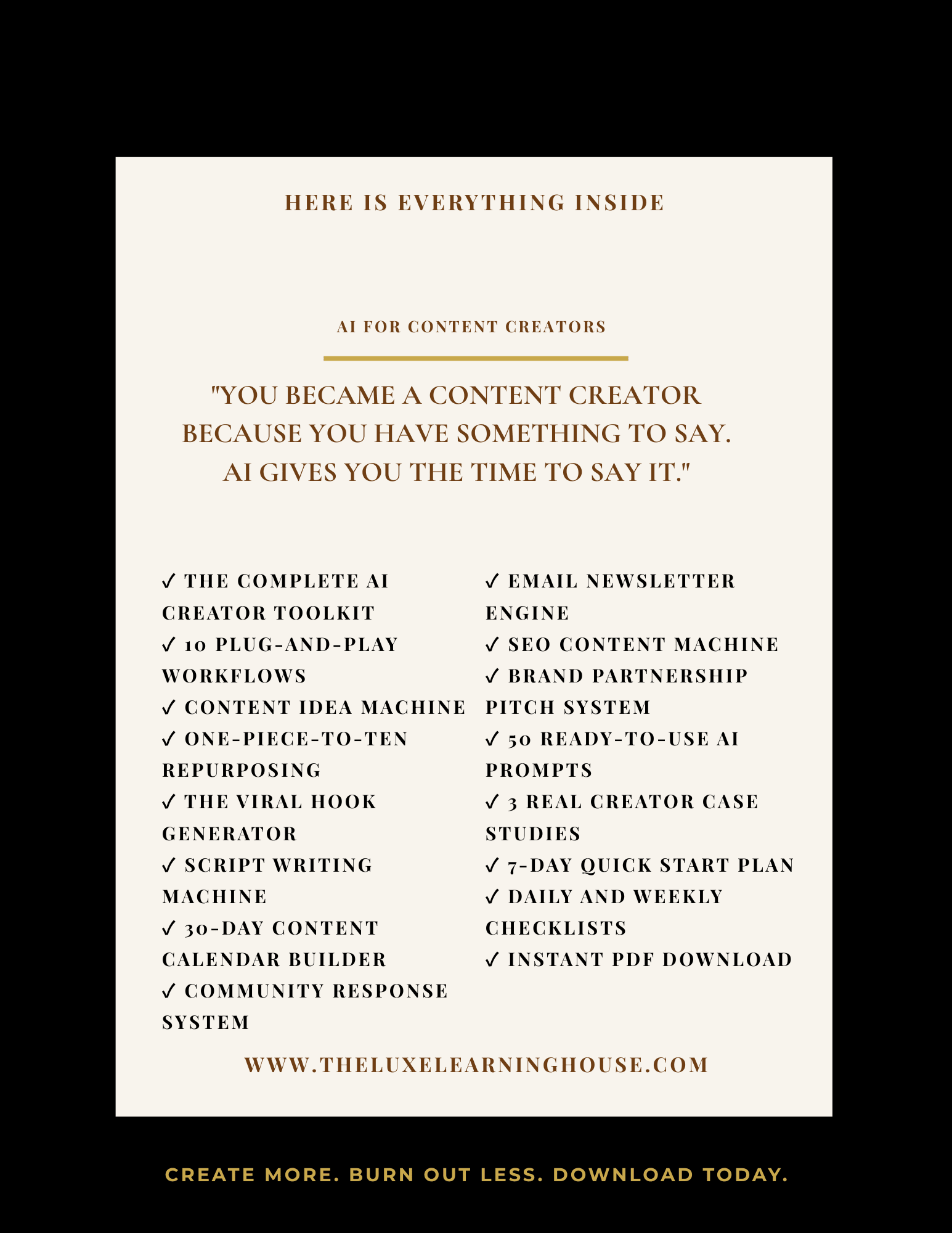 AI for Content Creators - The Complete Playbook for Using AI to Create Faster, Grow Bigger and Build a Content Empire - The Luxe Learning House